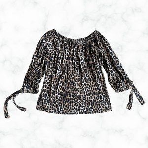 Michael Kors Leopard Print Off-the-Shoulder Blouse SIZE SMALL